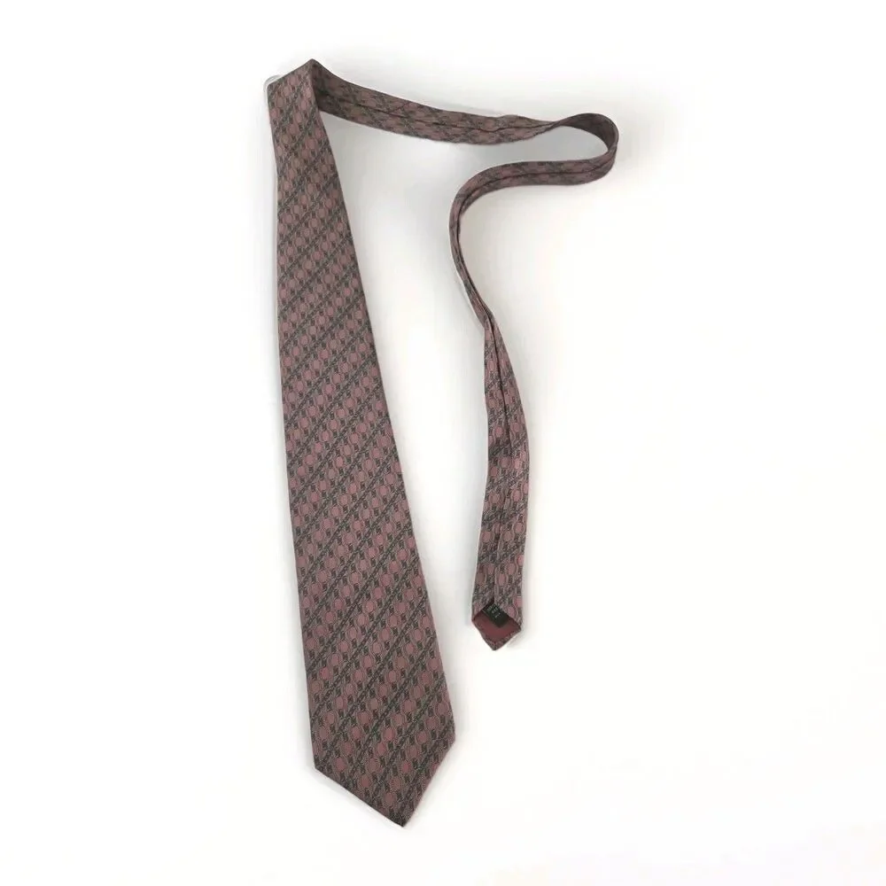 Vintage Bert Pulitzer Collectors Edition Silk Tie Mens Rose Pink Chain Geometric